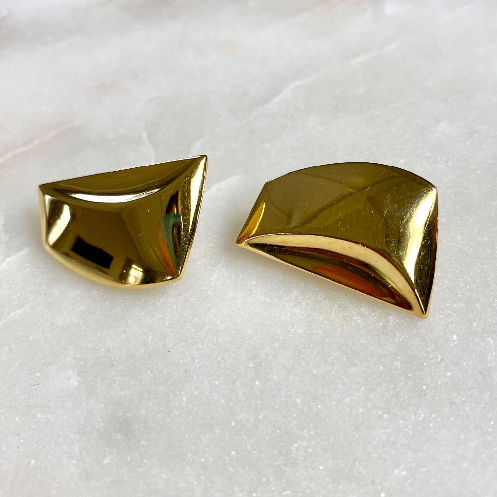 Monet Gold Tone Vintage Clip On Earrings